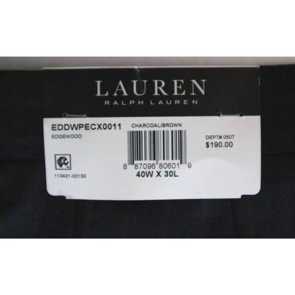 Lauren Ralph Lauren Sz 40x30 Charcoal/Brown Edgewood Classic Fit Suit Pants - Picture 6 of 12